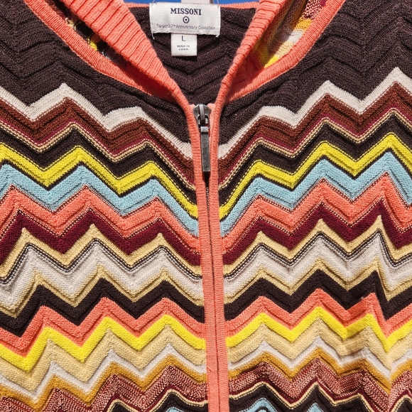 Missoni for Target Chevron Zig Zag Full Zip Sweater Women's Large Knit Hoodie - Picture 3 of 8